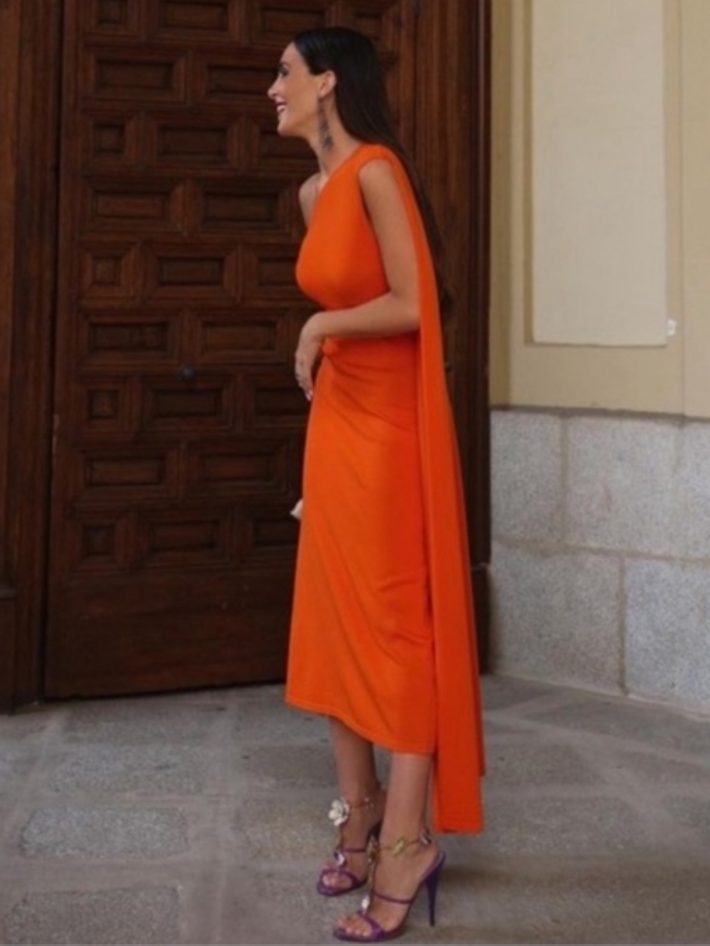 ZARA LONG KNIT CAPE DRESS ORANGE SIZE M - Picture 11 of 15